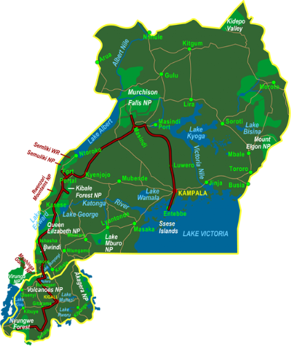 Map Best of Uganda & Rwanda (21 days)